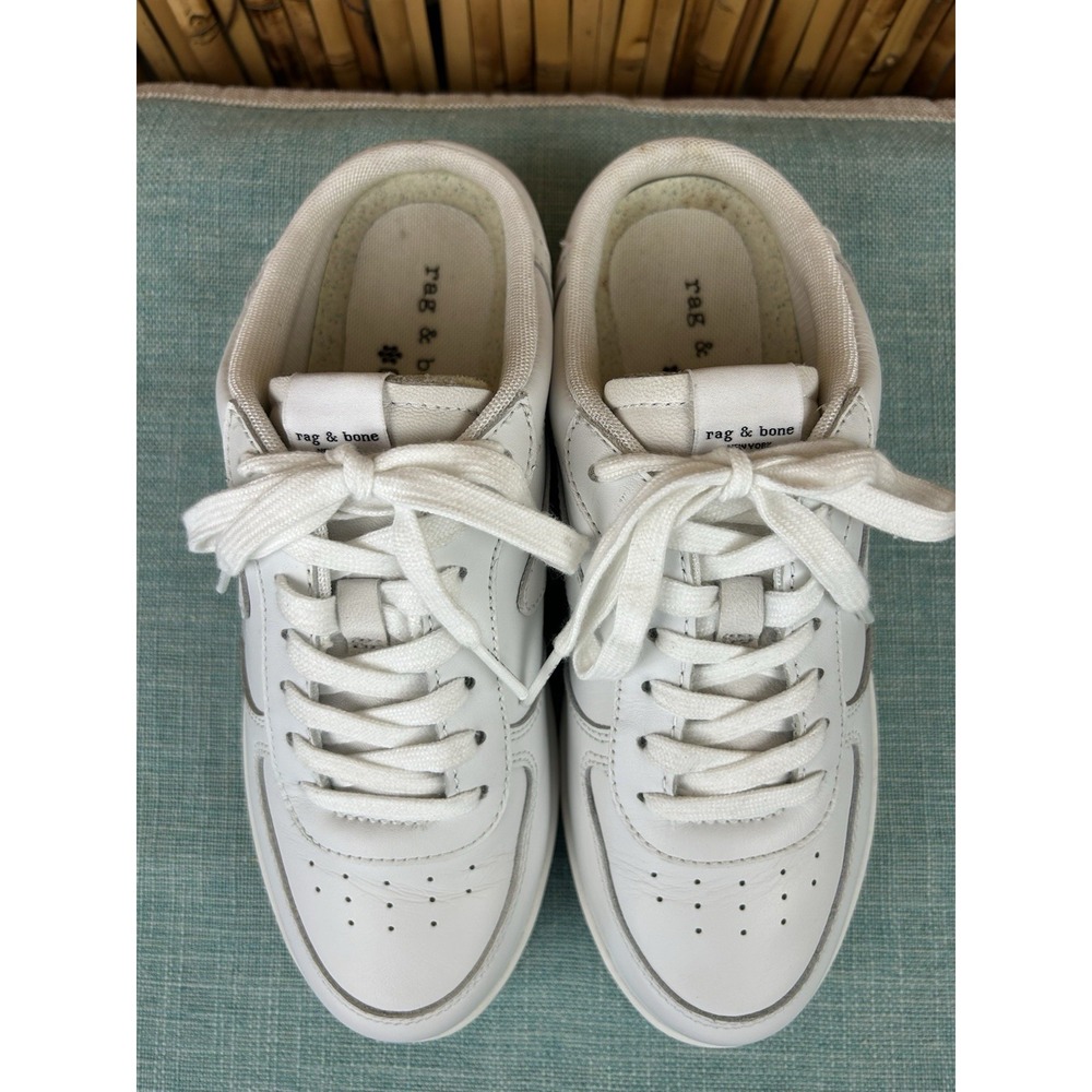 Rag‎ & Bone Retro Court Mules Shoes - White Leather - Size 6.5 - Picture 3 of 11